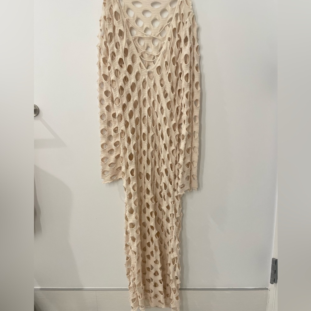 Cream cut out Maxi Dress